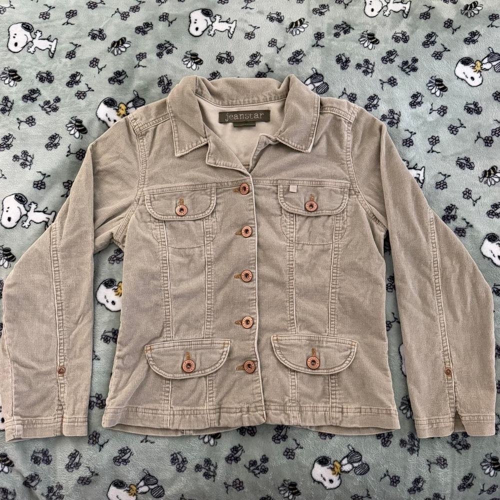 Jeanstar Fitted Tan Corduroy Jacket, Size Petite Medium